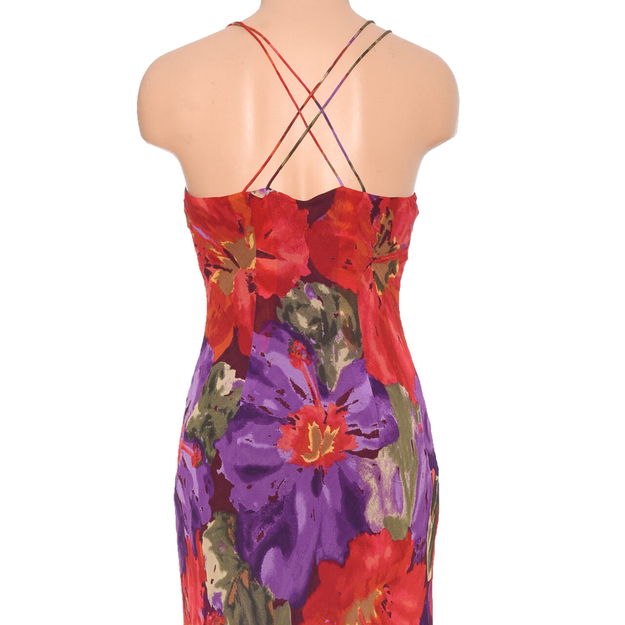 Vintage silk purple-red dress - Image 3