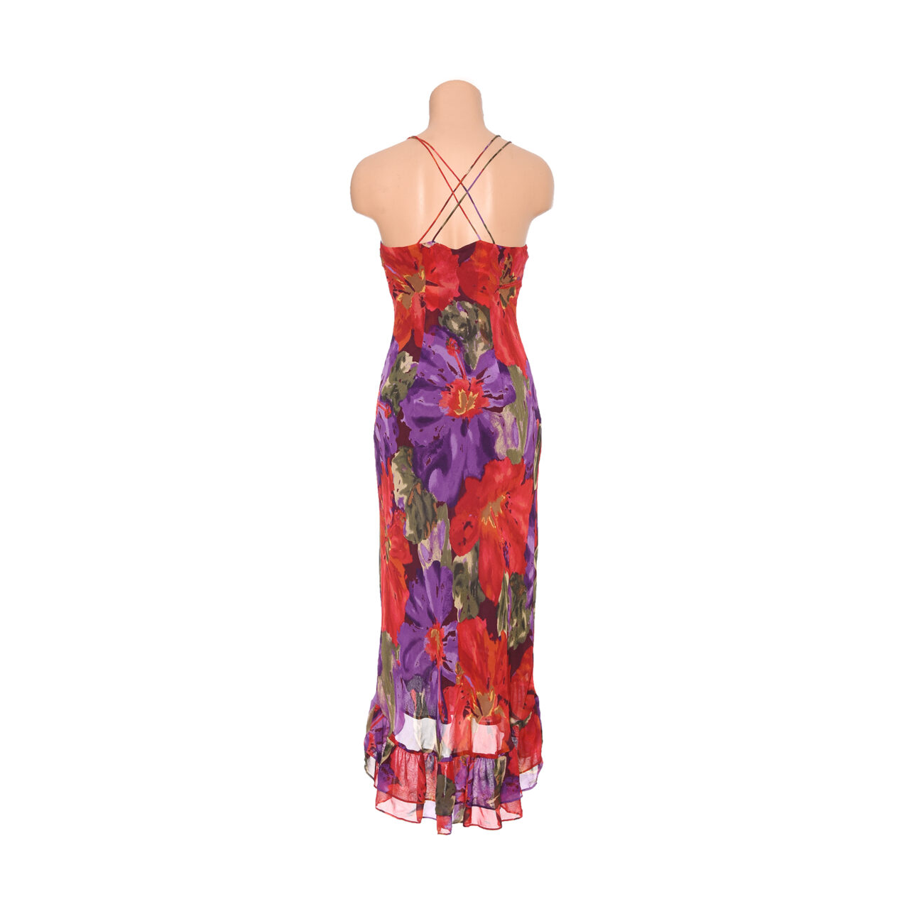Vintage silk purple-red dress - Image 2