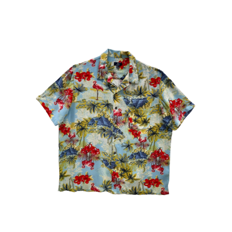 Hawaiian shirt with flamingos
