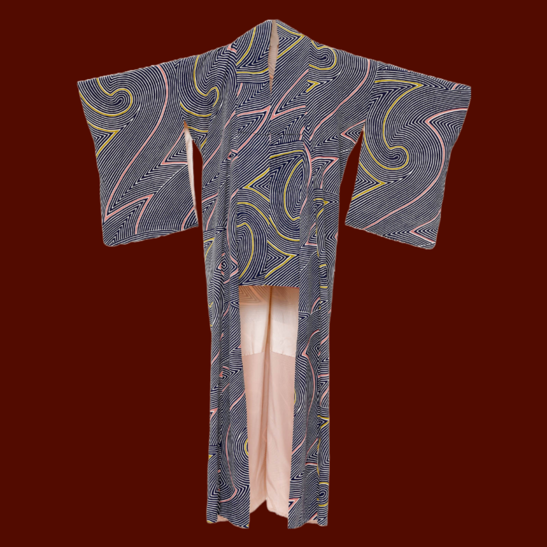 Psychedelic-μπλέ/ρόζ κιμονό