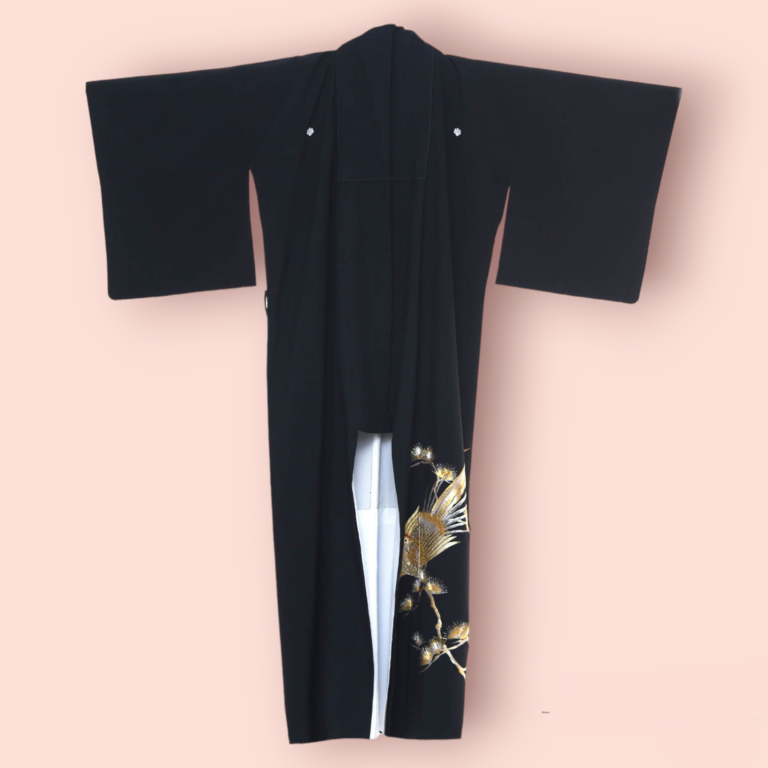 Κιμονό μαύρο με πουλιά